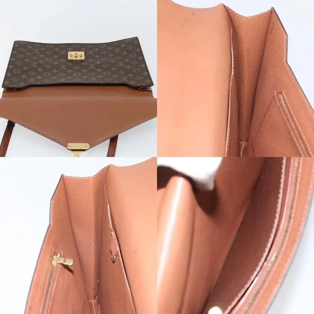 Louis Vuitton Monogram Porte Documents Bandouliere Business Bag Brown